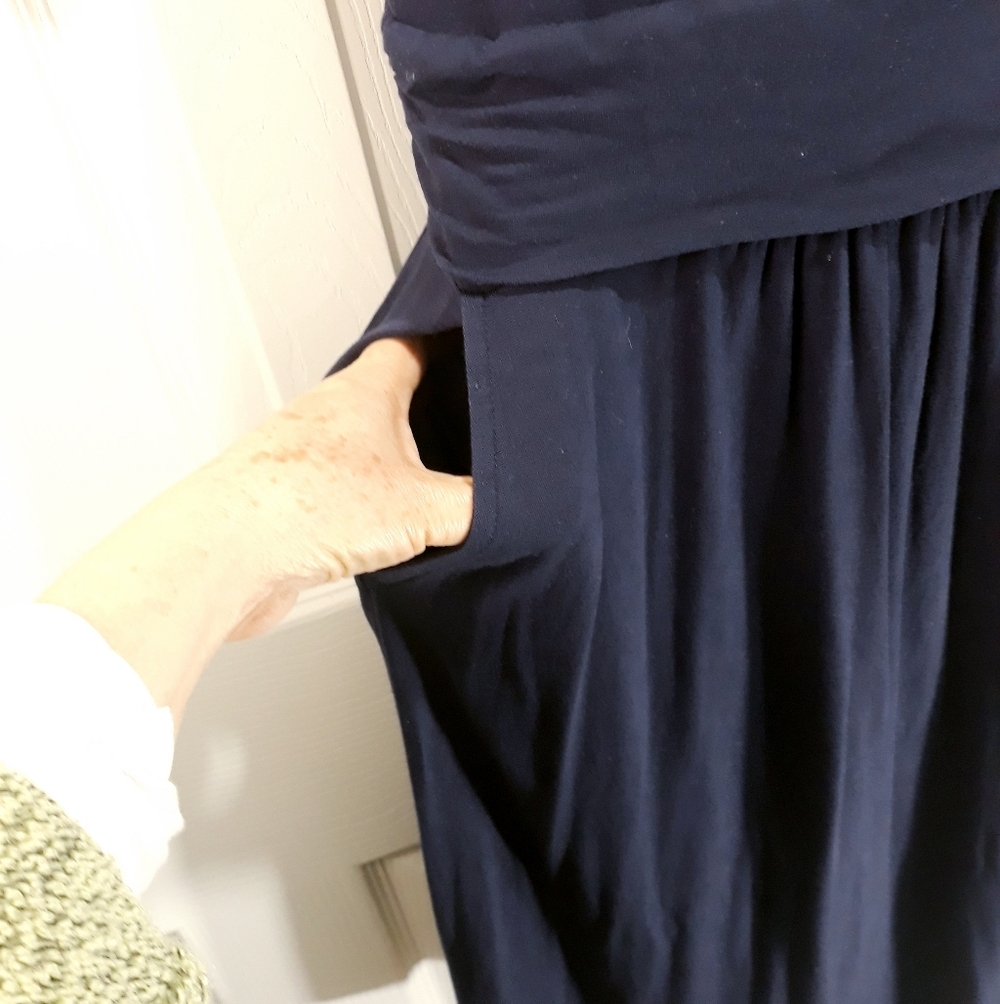 Boden Navy Wrap Midi Dress Short Sleeve Lightweight Size 10 Petite - Picture 4 of 13